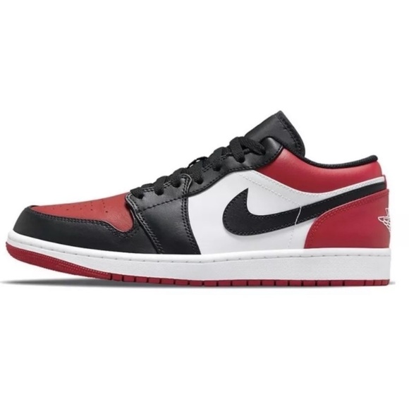 Men’s Nike Jordan 1 Low Bred Toe - Red, Black & White size 8 - Picture 4 of 13